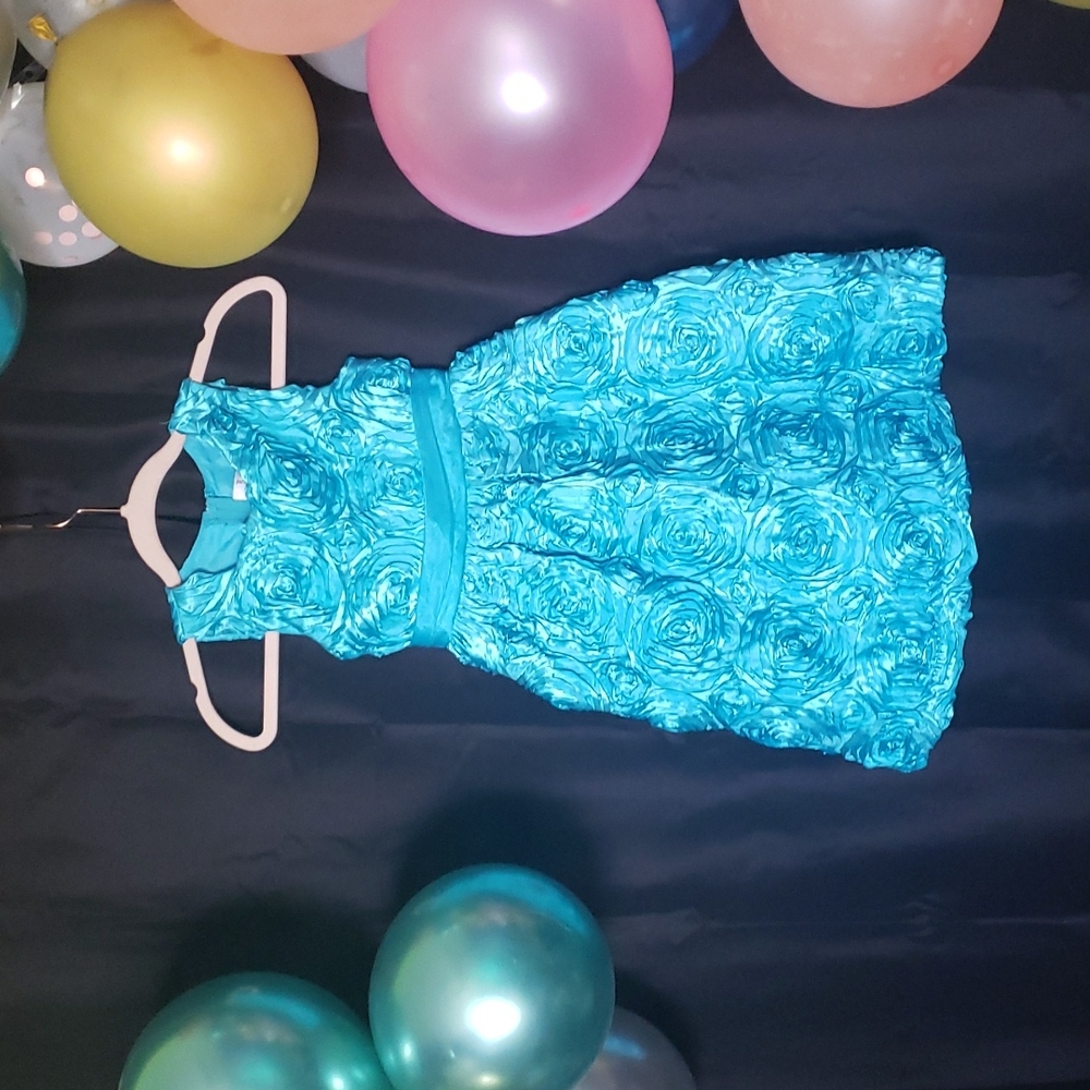 Rare editions blue rosette dress | size 6X |